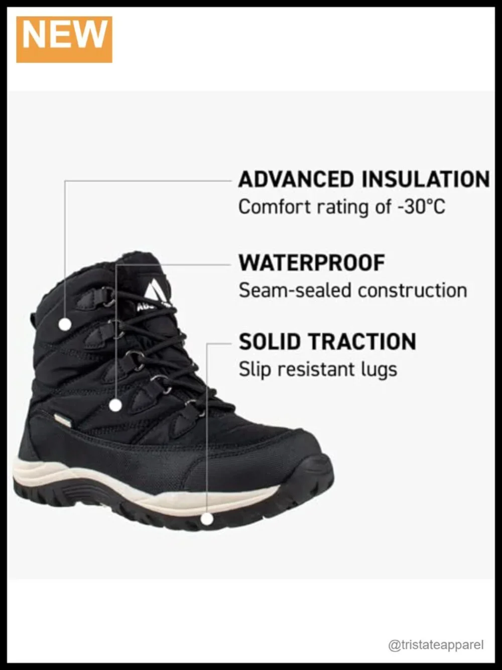 Waterproof Insulated Snow Boots Lace Up Winter Shoes Women's